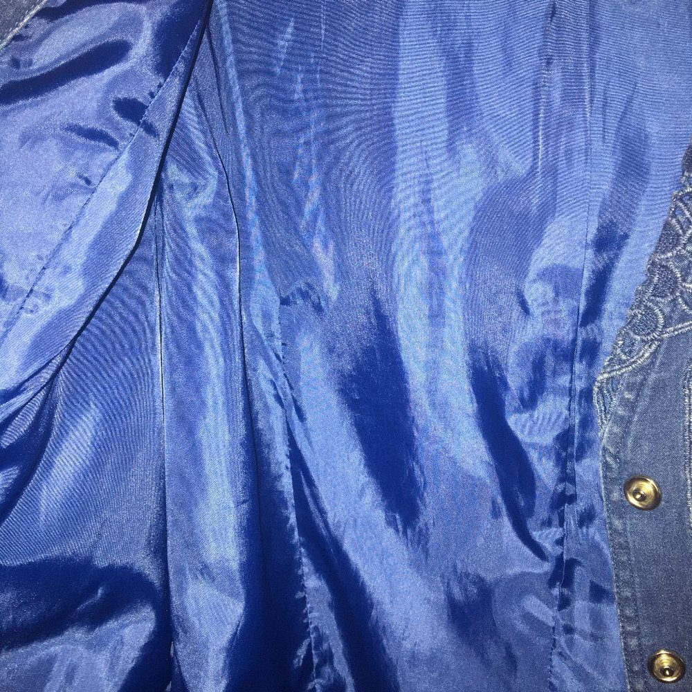 Acezung Denim Blazer w/ Cutwork Lace Size 14 - Picture 6 of 10